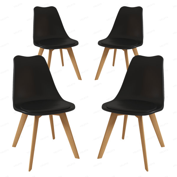 Oliver Curved Backrest & Cushioned Chair, w/Wood Legs for Living